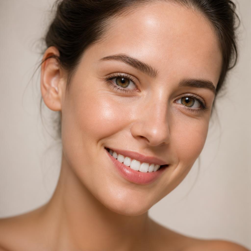 Rosto sorrindo com proporções faciais equilibradas